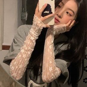 여성 패션 망사 팔 꽃무늬 문양 코디 레이스 토시