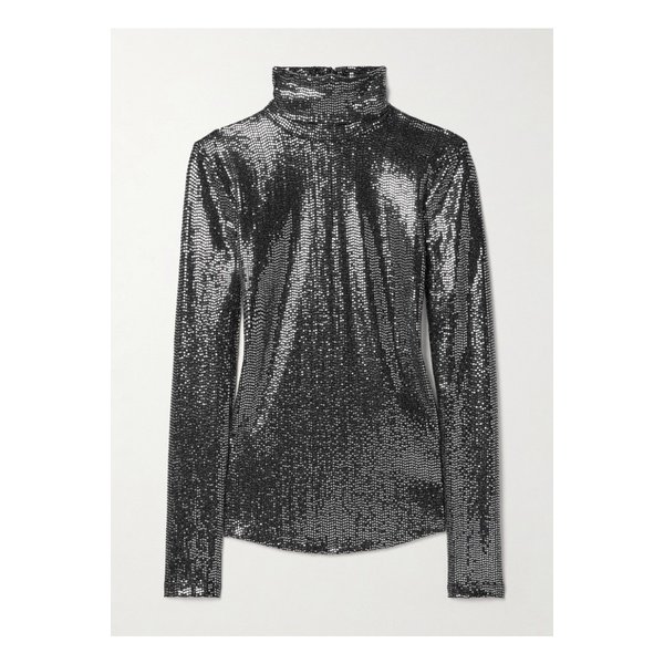 조옐라 시퀸 스트레치 저지 터틀넥 탑 블랙 1647597343542178