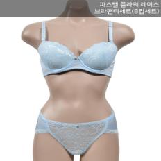 여자 파스텔 플라워 레이스 망사 B컵 브라 팬티