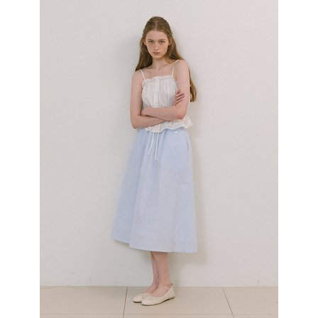 라미네즈 Stripe Flare Long Skirt - Sky blue