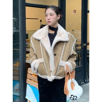 마리끌레르 하이넥 스웨이드 무스탕 자켓(MAFDJK11MLN)