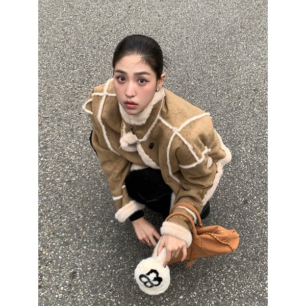 하이넥 스웨이드 무스탕 자켓(MAFDJK11MLN)