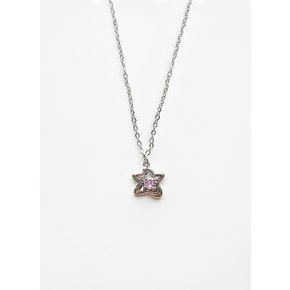 Lucky Star Pink Cubic Necklace 럭키 스타 핑크 큐빅 목걸이