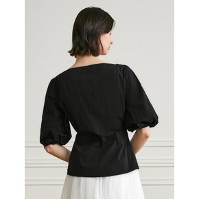 YY_Vintage bubble-sleeve shirt_BLACK