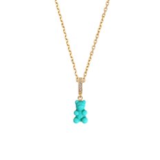 ice color mini bear necklace (ice blue)(200059)