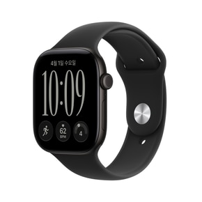 (1차 예약) 애플워치 12 GPS 46mm 블랙 알루미늄, 블랙 스포츠 밴드 (M/L) MJEL4KH/A