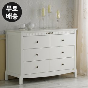 로엔 6칸 3단 서랍장 와이드 수납장 폭좁은 삼단 다용도 거실 안방 서랍장(1200)