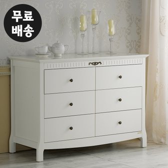 벤티스가구 로엔 6칸 3단 서랍장 와이드 수납장 폭좁은 삼단 다용도 거실 안방 서랍장(1200)