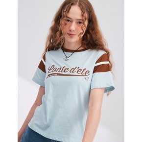 Color Block Print T-Shirt_MINT BLUE