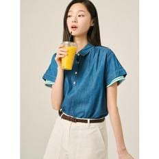 25SS 데님 캡 슬리브 셔츠 - 블루 BF5465C02P