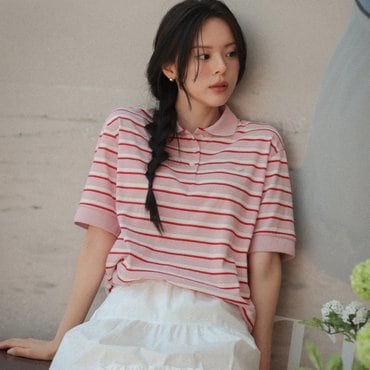 틸아이다이 Striped collar t-shirt TISU04TS01_Pink