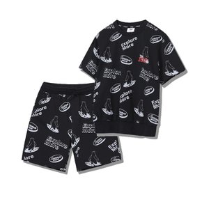 전판 싱글 반팔 맨투맨 반바지 세트 KP2TSU226 KP2TPU926BK