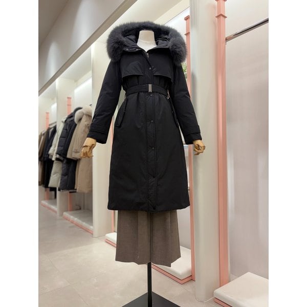 [여주점] 여성 벨티드 폭스 퍼 후드 롱 구스다운(ITPCYPD300)