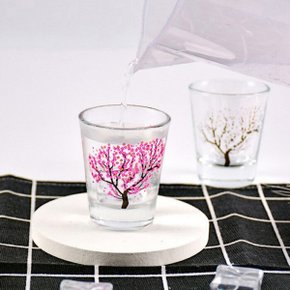 잔을 채우면 개화하는 벚꽃 소주잔 감성 꽃잎 술잔 1P Blooming Cherry Blossom Soju Drink Glass 1P