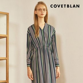 COVETBLAN  여성 허리밴딩 스트라이프 원피스V196MOP106W