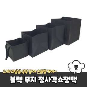 블랙 무지 정사각쇼핑백 종이가방 중 (WC3D009)