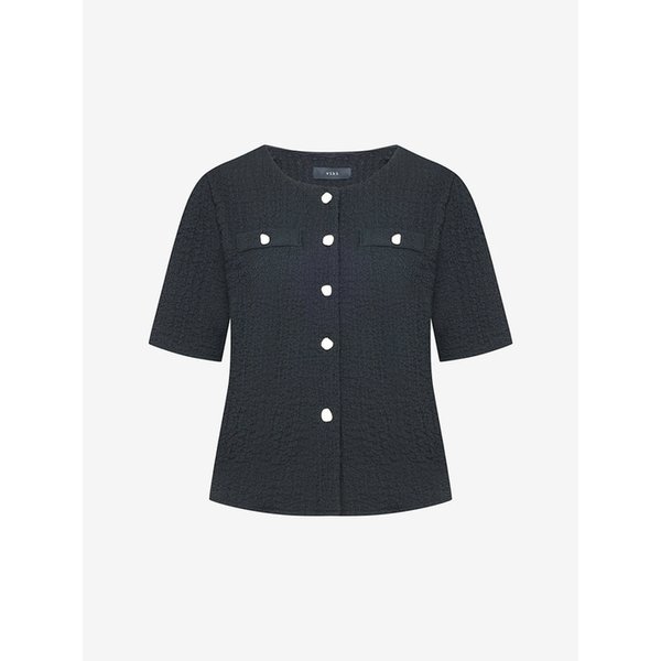 버튼 크링클 라운드 블라우스 (TMBAE7451)