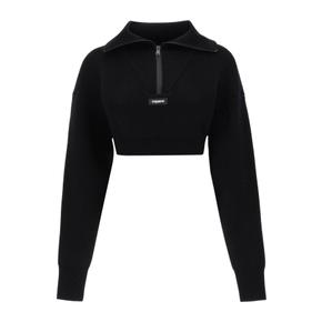 [해외배송] COPERNI 하프 지퍼 크롭 박시 울 스웨터 COPERNI COPML70615 BLACK B0230462774