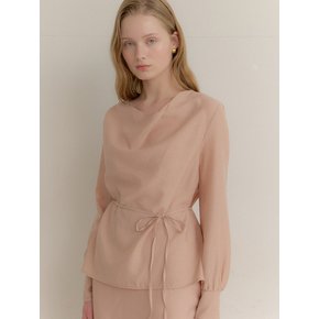 Organza Cowl-Neck Blouse / Pink Beige(3color)