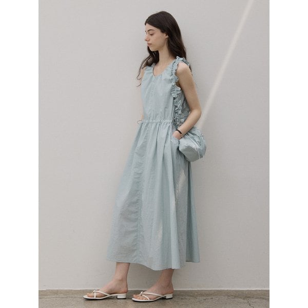 [숄더백 세트] SHIRRING SLEEVELESS DRESS MINT