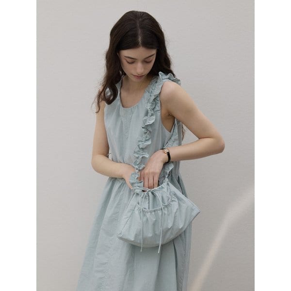 [숄더백 세트] SHIRRING SLEEVELESS DRESS MINT