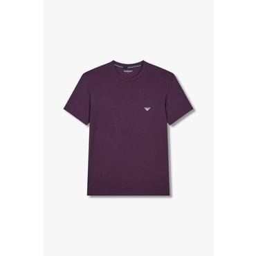 EMPORIO ARMANI 남성 이글 자수 크루넥 라운지 티셔츠 (0814334003)
