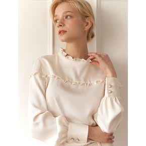 Satin frill blouse CREAM