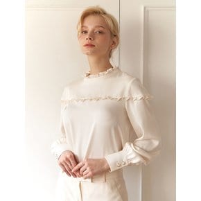 Satin frill blouse CREAM