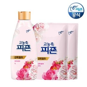 고농축 섬유유연제 로맨틱플라워 1L 용기 + 1.6L 리필 x 2개