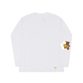 [UNISEX]엘보우 플라워 베어 스마일 롱슬리브 티셔츠_2color