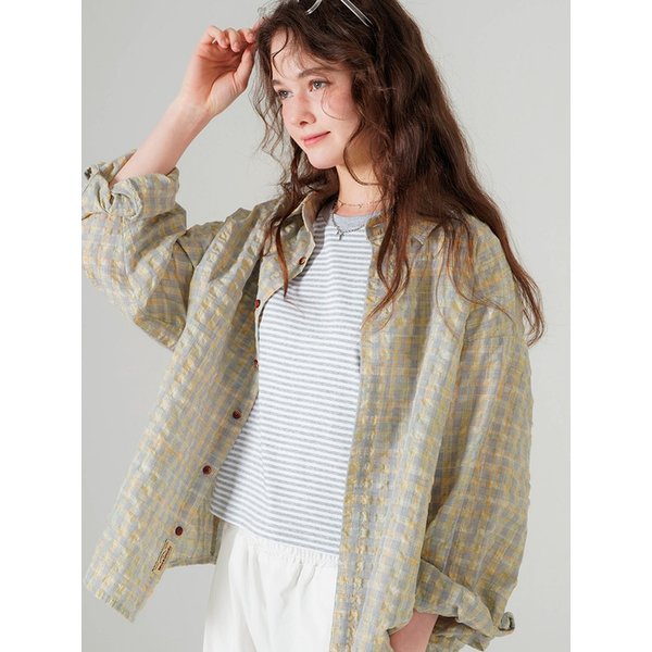 시어 클로 체크셔츠 모스옐로 SJLS7797