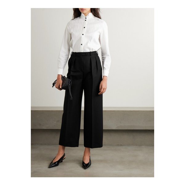 바트 크롭 플리츠 울 실크 블렌드 바라테아 와이드 팬츠 1647597345903748