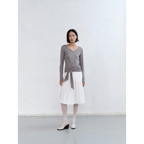 V-NECK TIE T-SHIRT [GREY]