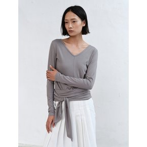 V-NECK TIE T-SHIRT [GREY]