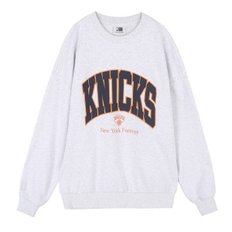 NYK KNICKS 레터 아치로고 기모 맨투맨 멜란지그레이 (N224TS041P13)