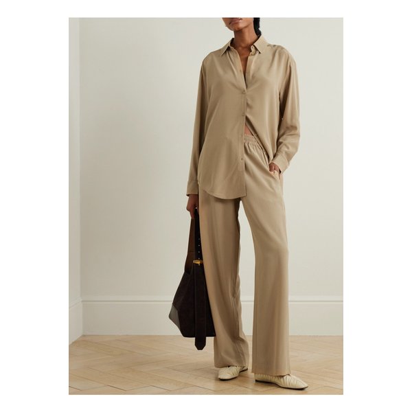 마티유 실크 크레이프 드 신 트랙 팬츠 베이지 1647597349212539