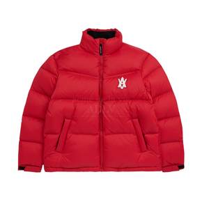 A LOGO EMBLEM PATCH SHORT PUFFER DOWN JACKET RED-A로고패치패딩