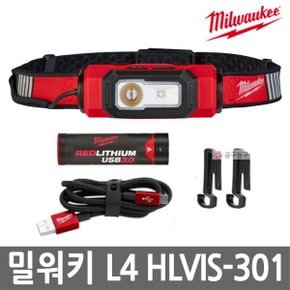 L4 HLVIS-301 LED HI-VIS 충전 헤드랜턴 작업등 4V 3.0Ah 클립포함 안전모용