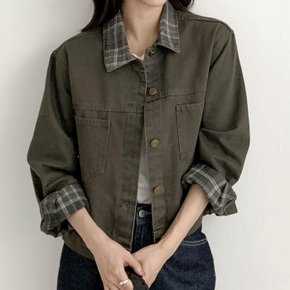 클라시코 체크배색 코튼 자켓_F5097