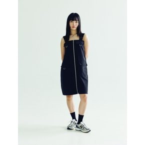 SUSPENDER MIDI DRESS _ BLACK