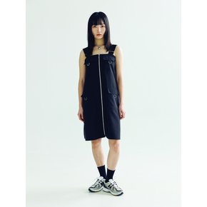 SUSPENDER MIDI DRESS _ BLACK