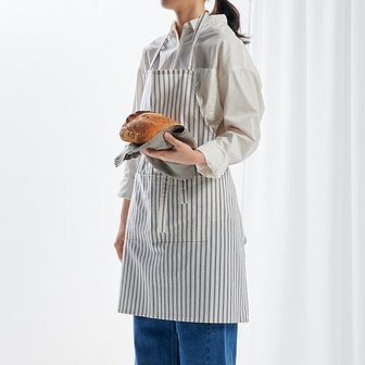 JAJU 스트라이프 코튼 간편 앞치마_75_아이보리 J615902002400