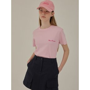 24SS Versailles lettering round half sleeve T-shirt_Light pink