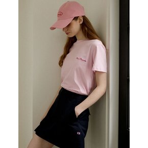 24SS Versailles lettering round half sleeve T-shirt_Light pink