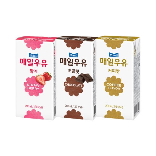 매일 멸균 3종 딸기우유/초코우유 /커피맛우유 200ml 48팩