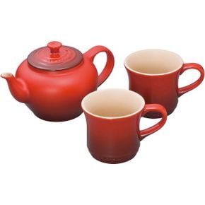 영국 르쿠르제 티팟 Le Creuset Stoare teapot and Mug SS 2 Pieces Set Cherry Red 910296-00-0