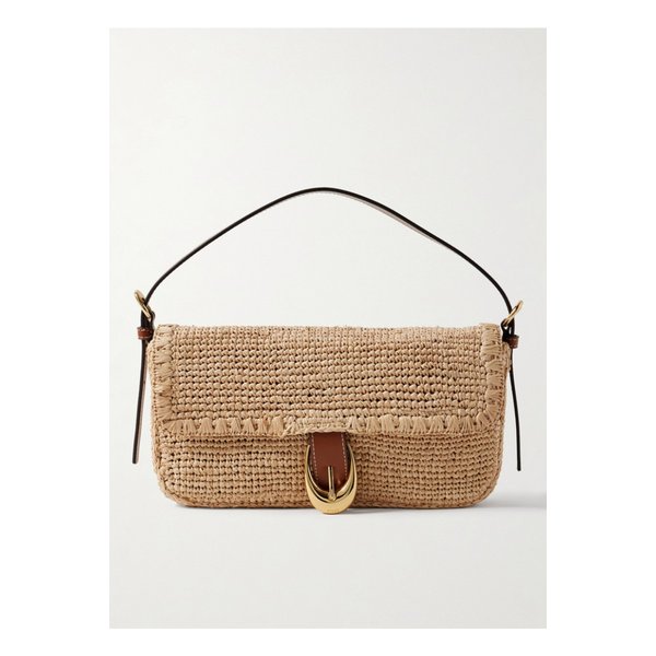 스타우드 할로 버클 가죽 트리밍 라피아 숄더 백 뉴트럴 1647597357747060