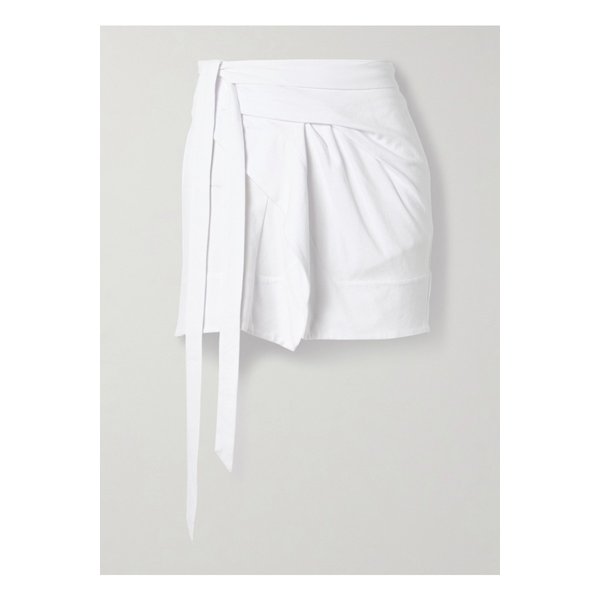 베레니스 비대칭 드레이프 코튼 저지 미니 랩 스커트 화이트 46376663162889943