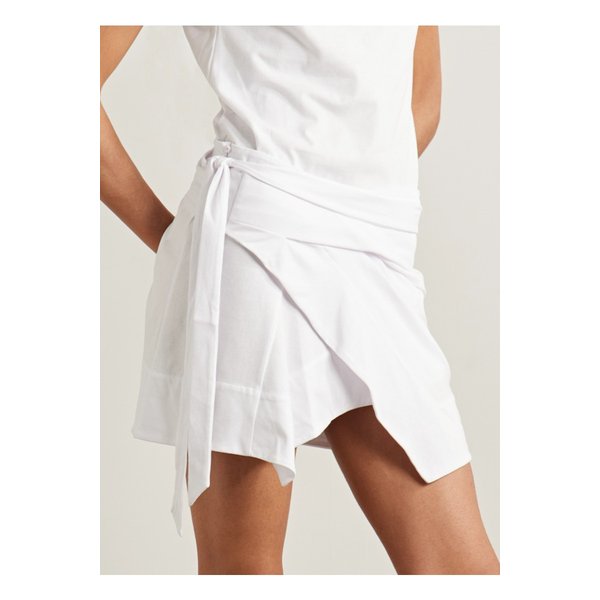 베레니스 비대칭 드레이프 코튼 저지 미니 랩 스커트 화이트 46376663162889943