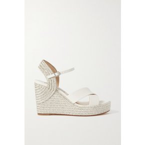 Dellena 100 Metallic Leather Espadrille Wedge Sandals 화이트